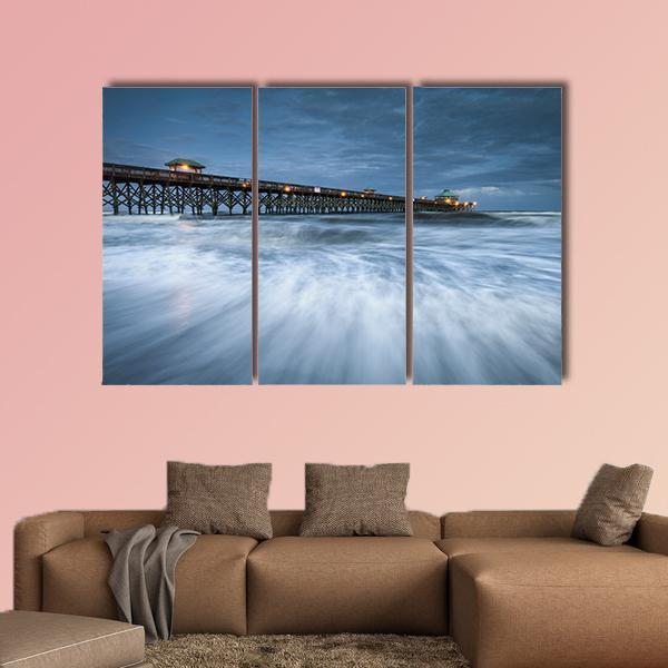 Folly Beach Pier Charleston Canvas Wall Art-3 Horizontal-Gallery Wrap-25" x 16"-Tiaracle
