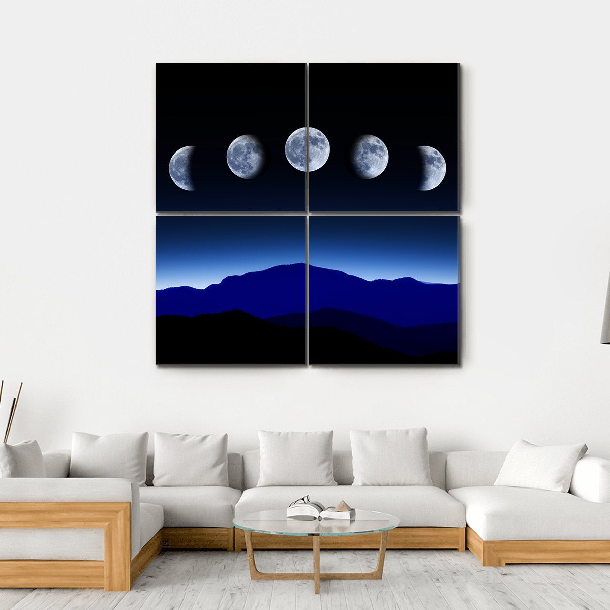 Moon Lunar Cycle Canvas Wall Art-4 Square-Gallery Wrap-17" x 17"-Tiaracle