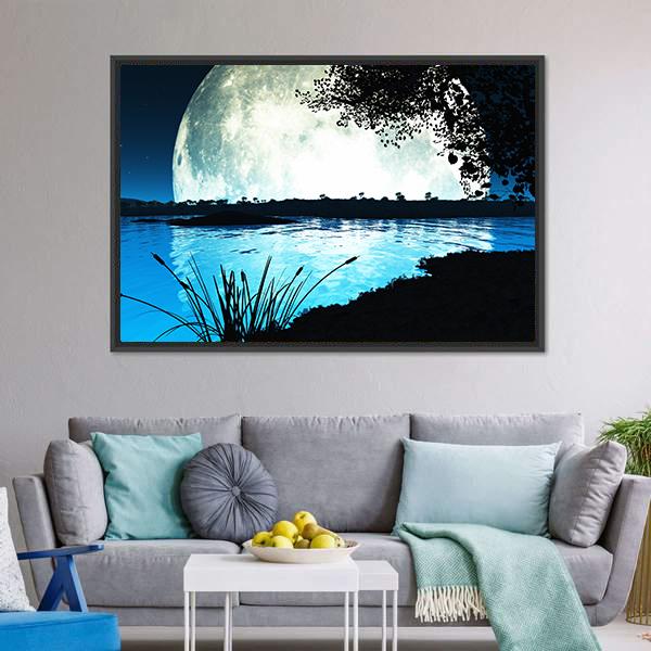 Moon On Alien Planet Canvas Wall Art-1 Piece-Floating Frame-24" x 16"-Tiaracle