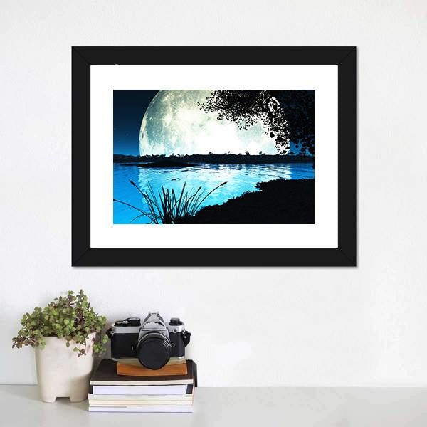 Moon On Alien Planet Canvas Wall Art-1 Piece-Floating Frame-24&quot; x 16&quot;-Tiaracle