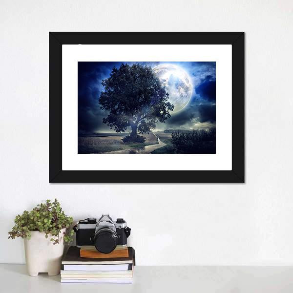 Moon Over Corn Field Canvas Wall Art-1 Piece-Framed Print-20" x 16"-Tiaracle