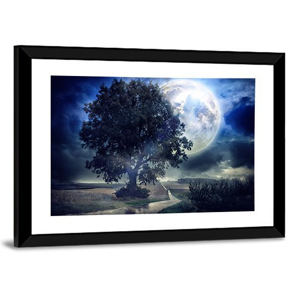Moon Over Corn Field Canvas Wall Art-3 Horizontal-Gallery Wrap-25" x 16"-Tiaracle