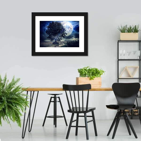 Moon Over Corn Field Canvas Wall Art-5 Horizontal-Gallery Wrap-22" x 12"-Tiaracle
