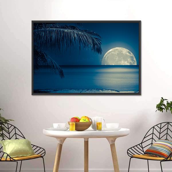 Moon Reflected On Water Canvas Wall Art-5 Horizontal-Gallery Wrap-22" x 12"-Tiaracle
