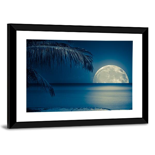 Moon Reflected On Water Canvas Wall Art-5 Horizontal-Gallery Wrap-22" x 12"-Tiaracle