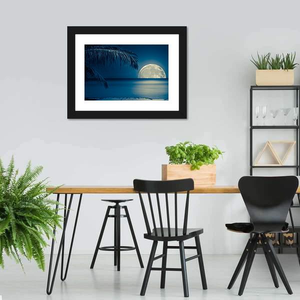 Moon Reflected On Water Canvas Wall Art-5 Horizontal-Gallery Wrap-22" x 12"-Tiaracle