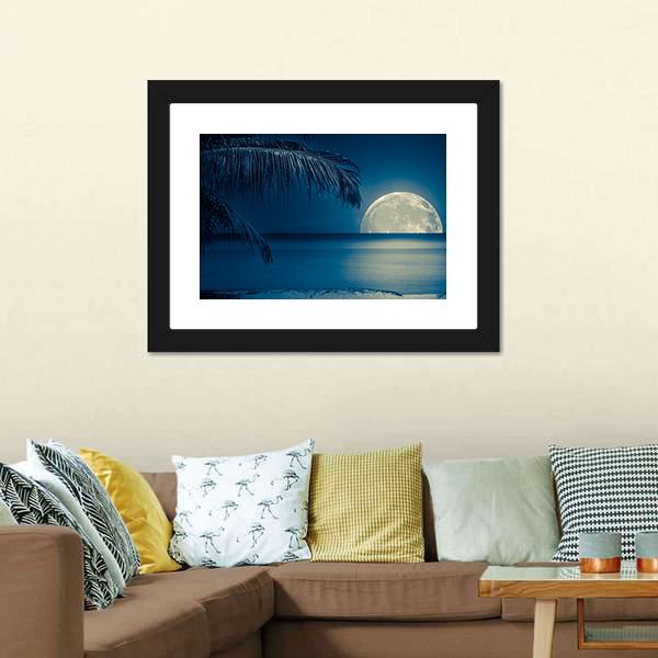 Moon Reflected On Water Canvas Wall Art-5 Horizontal-Gallery Wrap-22" x 12"-Tiaracle