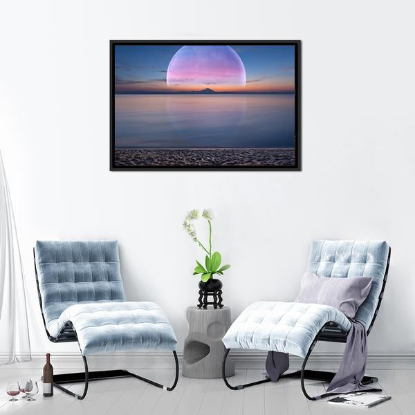 Moon &amp; Sandy Beach Canvas Wall Art-5 Horizontal-Gallery Wrap-22" x 12"-Tiaracle