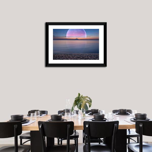 Moon & Sandy Beach Vertical Canvas Wall Art-3 Vertical-Gallery Wrap-12" x 25"-Tiaracle