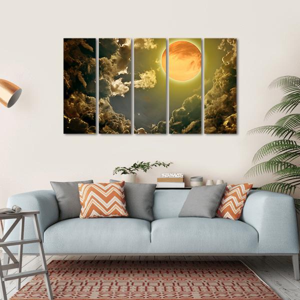 Moon In Dark Clouds Canvas Wall Art-5 Horizontal-Gallery Wrap-22" x 12"-Tiaracle