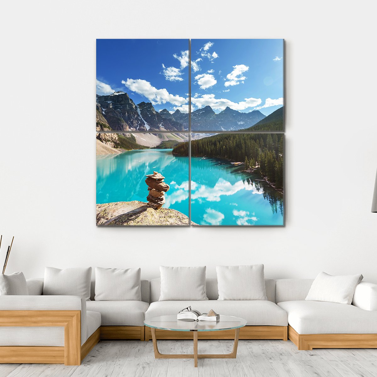 Moraine Lake Canvas Wall Art-4 Square-Gallery Wrap-17" x 17"-Tiaracle