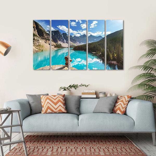 Moraine Lake Canvas Wall Art-5 Horizontal-Gallery Wrap-22" x 12"-Tiaracle
