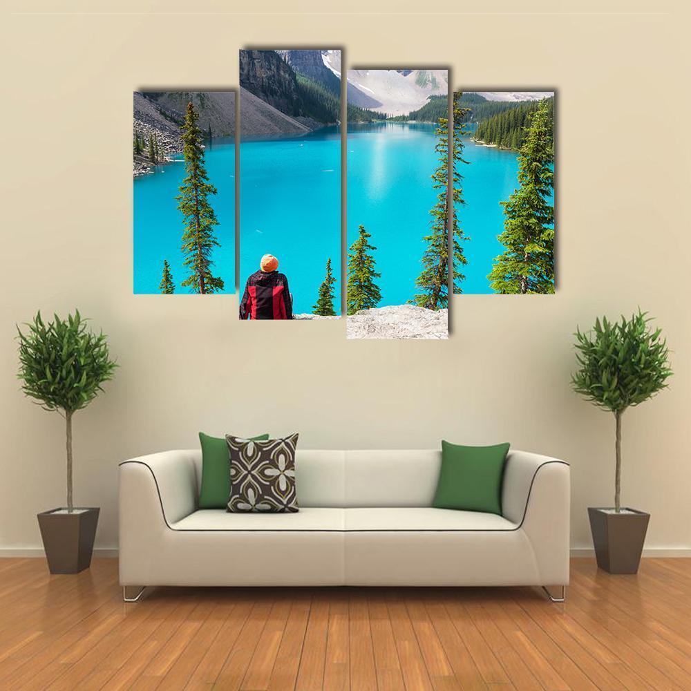 Beautiful Moraine Lake Canvas Wall Art-4 Pop-Gallery Wrap-50" x 32"-Tiaracle
