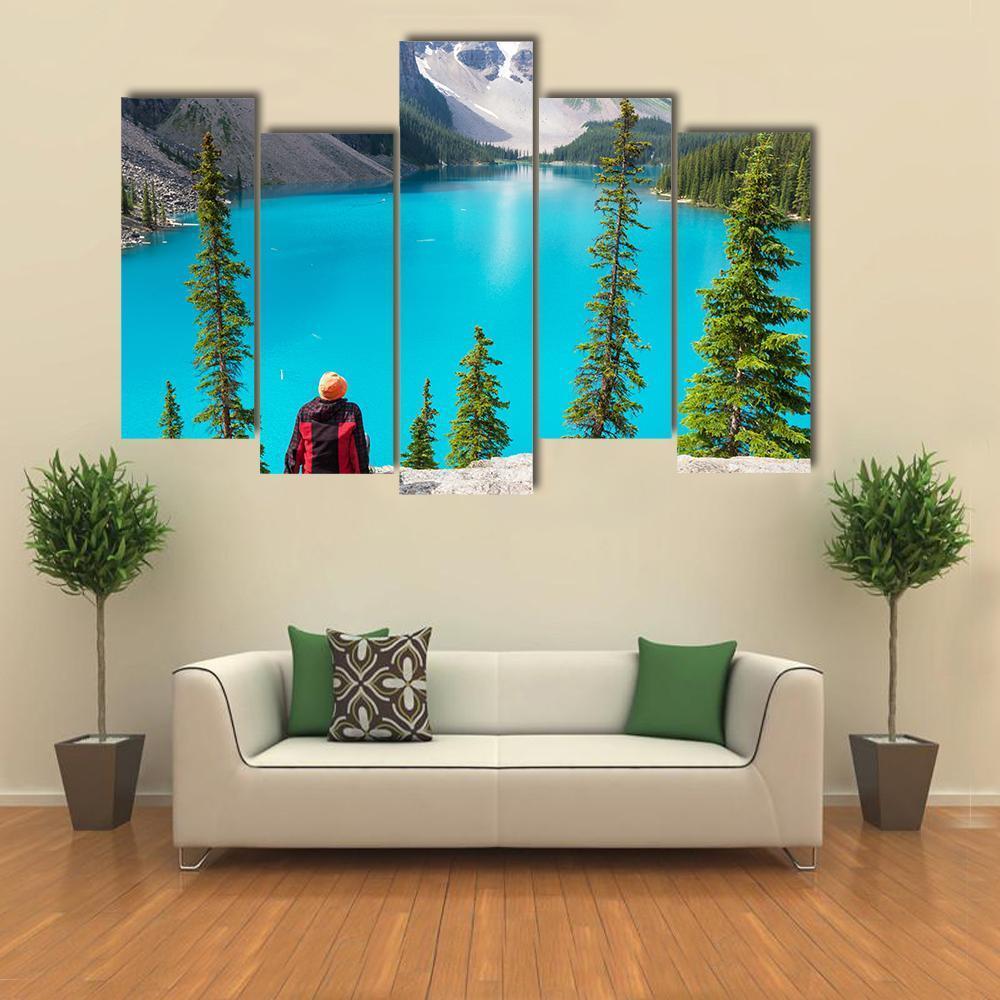 Beautiful Moraine Lake Canvas Wall Art-5 Pop-Gallery Wrap-47" x 32"-Tiaracle