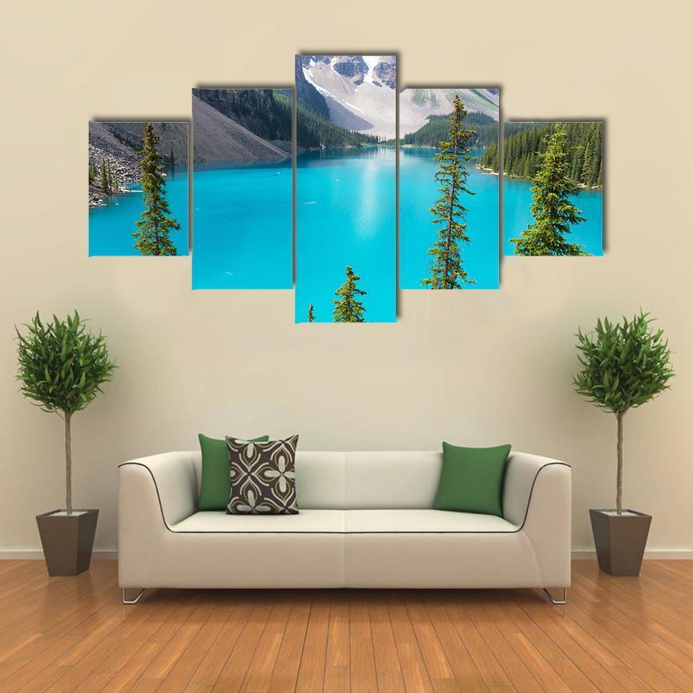 Beautiful Moraine Lake Canvas Wall Art-5 Star-Gallery Wrap-62" x 32"-Tiaracle