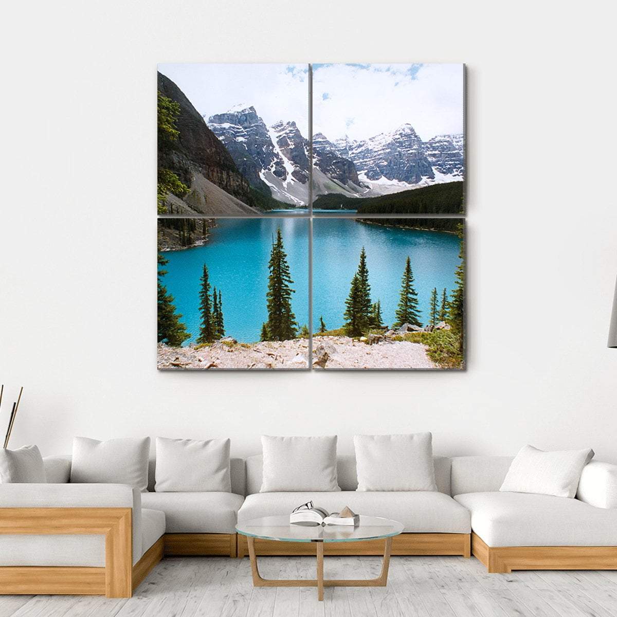 Moraine Lake Canada Canvas Wall Art-4 Square-Gallery Wrap-17" x 17"-Tiaracle