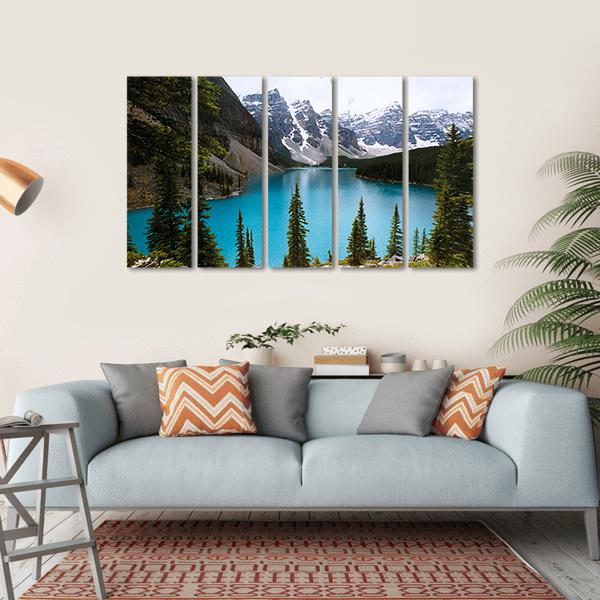 Moraine Lake Canada Canvas Wall Art-5 Horizontal-Gallery Wrap-22" x 12"-Tiaracle