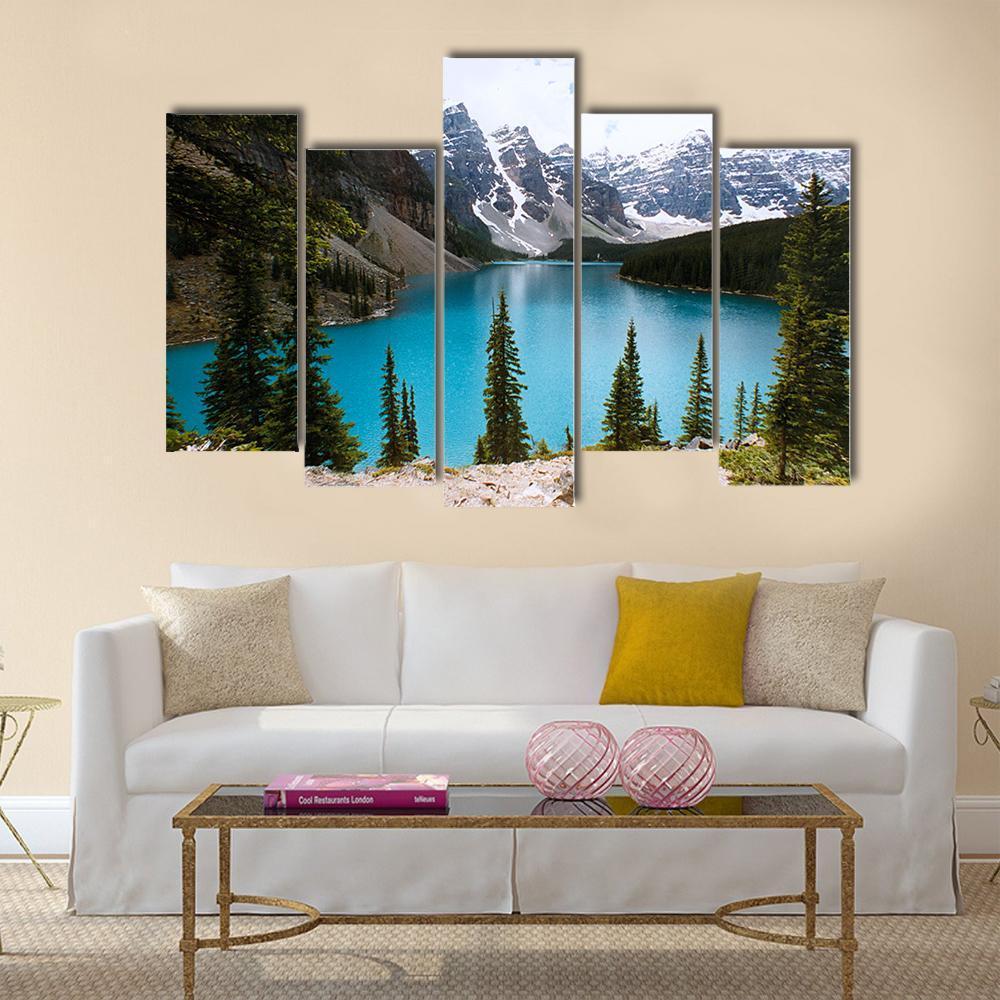 Moraine Lake Canada Canvas Wall Art-5 Pop-Gallery Wrap-47" x 32"-Tiaracle