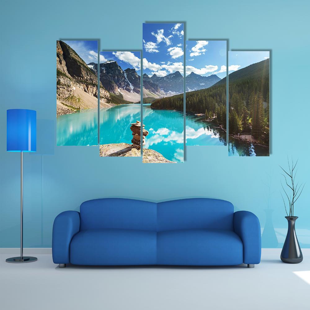 Moraine Lake Canvas Wall Art-5 Pop-Gallery Wrap-47" x 32"-Tiaracle