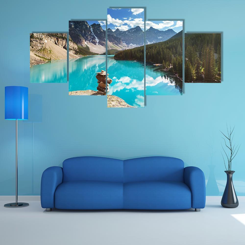Moraine Lake Canvas Wall Art-5 Star-Gallery Wrap-62" x 32"-Tiaracle