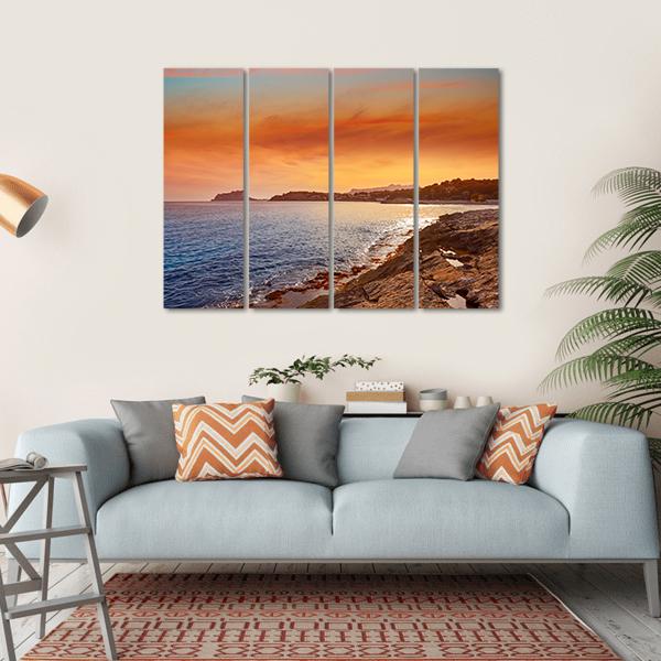 Moraira Beach At Sunset Canvas Wall Art-4 Horizontal-Gallery Wrap-34" x 24"-Tiaracle