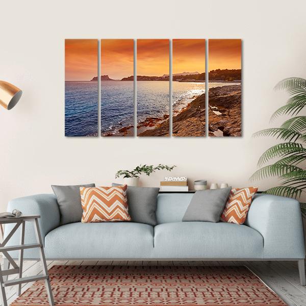 Moraira Beach At Sunset Canvas Wall Art-5 Horizontal-Gallery Wrap-22" x 12"-Tiaracle