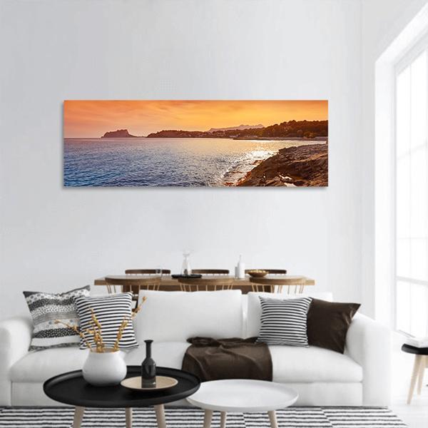 Moraira Beach At Sunset Panoramic Canvas Wall Art-1 Piece-36" x 12"-Tiaracle