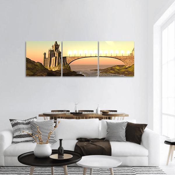 Moravian Castle Panoramic Canvas Wall Art-3 Piece-25" x 08"-Tiaracle