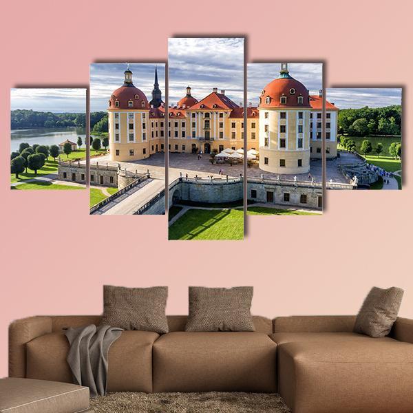 Moritzburg Castle In Saxony Canvas Wall Art-5 Star-Gallery Wrap-62" x 32"-Tiaracle