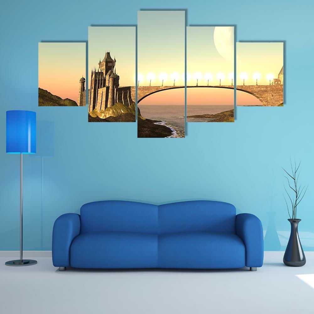 Moravian Castle Canvas Wall Art-5 Star-Gallery Wrap-62" x 32"-Tiaracle