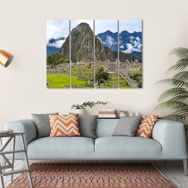 Morning At Machu Picchu Canvas Wall Art-4 Horizontal-Gallery Wrap-34" x 24"-Tiaracle