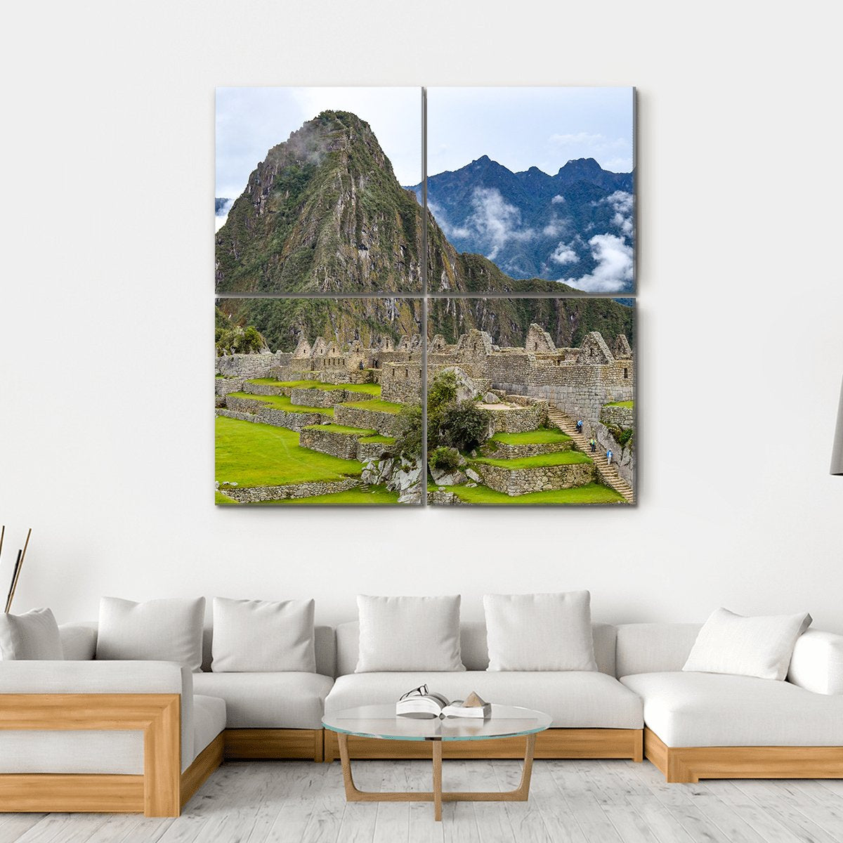 Morning At Machu Picchu Canvas Wall Art-4 Square-Gallery Wrap-17" x 17"-Tiaracle