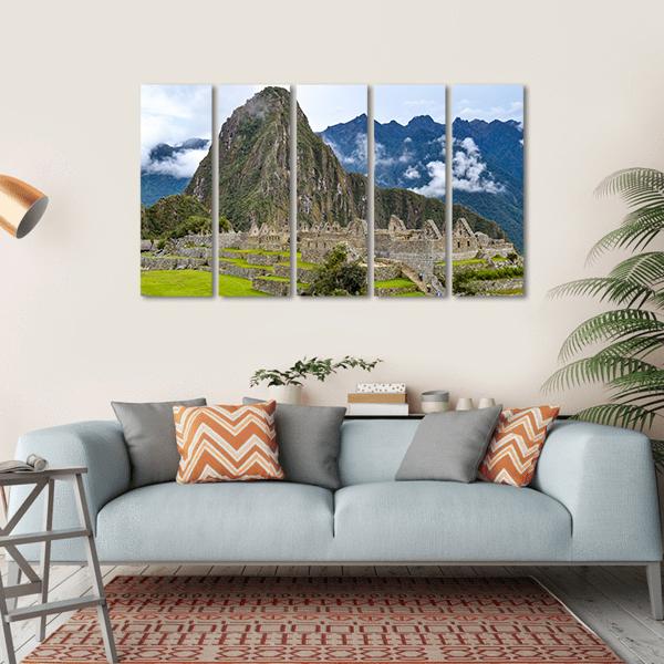 Morning At Machu Picchu Canvas Wall Art-5 Horizontal-Gallery Wrap-22" x 12"-Tiaracle