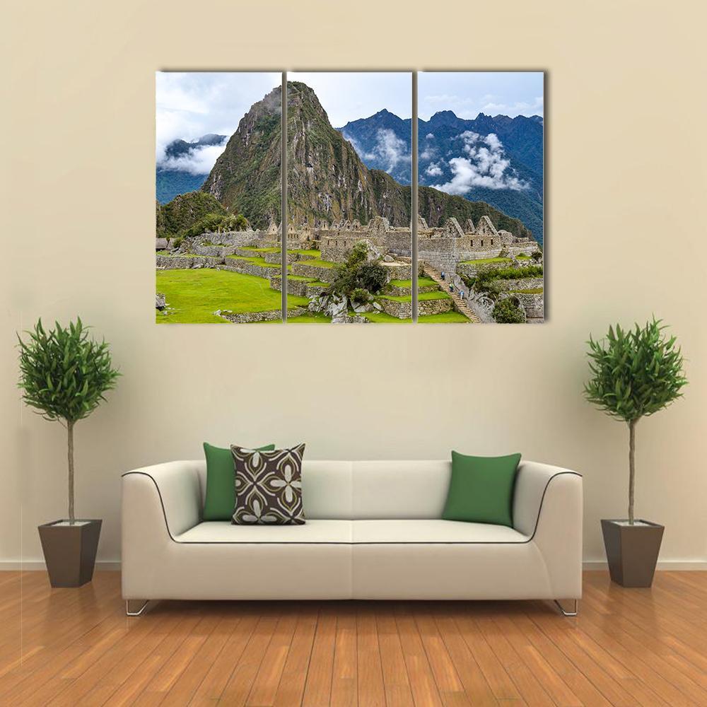 Morning At Machu Picchu Canvas Wall Art-3 Horizontal-Gallery Wrap-37" x 24"-Tiaracle