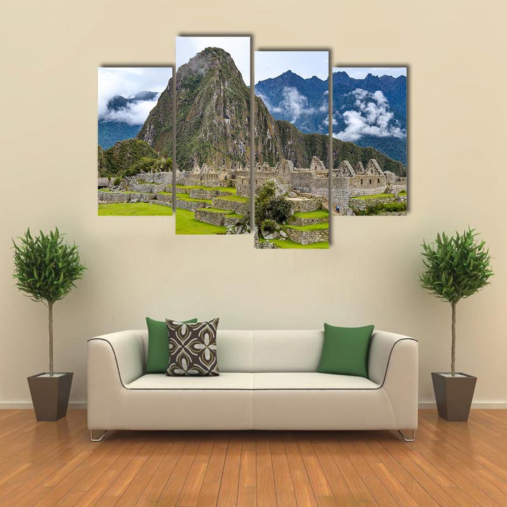 Morning At Machu Picchu Canvas Wall Art-4 Pop-Gallery Wrap-50" x 32"-Tiaracle