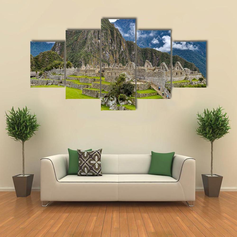 Morning At Machu Picchu Canvas Wall Art-5 Star-Gallery Wrap-62" x 32"-Tiaracle