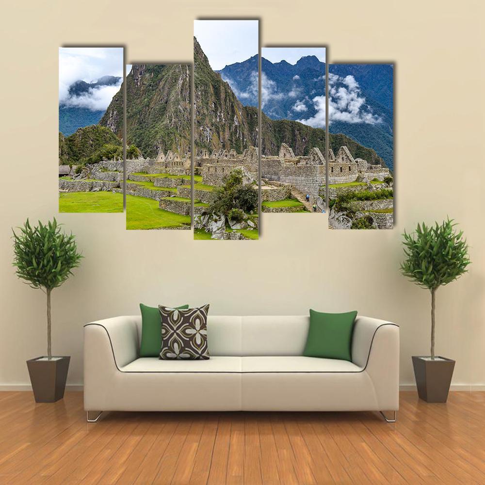 Morning At Machu Picchu Canvas Wall Art-4 Pop-Gallery Wrap-50" x 32"-Tiaracle