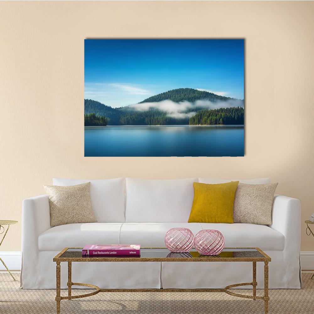 Foggy Lake Canvas Wall Art-1 Piece-Gallery Wrap-48" x 32"-Tiaracle