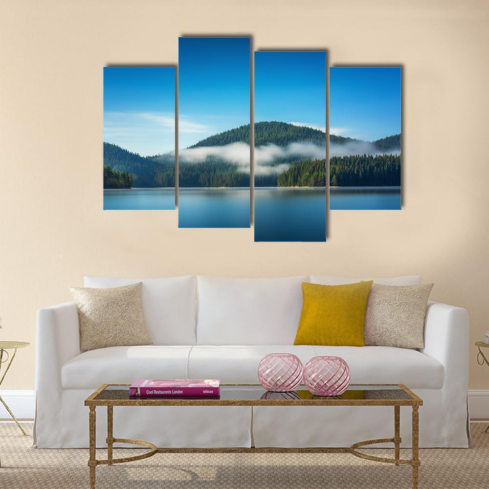 Foggy Lake Canvas Wall Art-4 Pop-Gallery Wrap-50" x 32"-Tiaracle