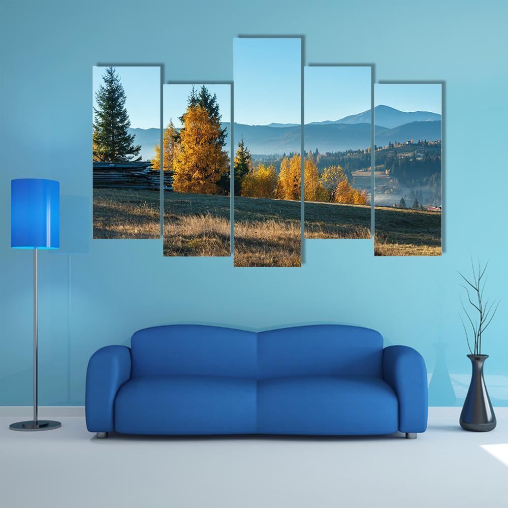 Morning In Carpathian Mountains Canvas Wall Art-5 Pop-Gallery Wrap-47" x 32"-Tiaracle