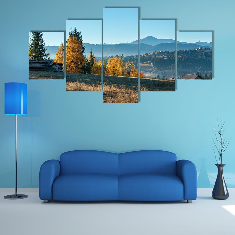 Morning In Carpathian Mountains Canvas Wall Art-5 Star-Gallery Wrap-62" x 32"-Tiaracle