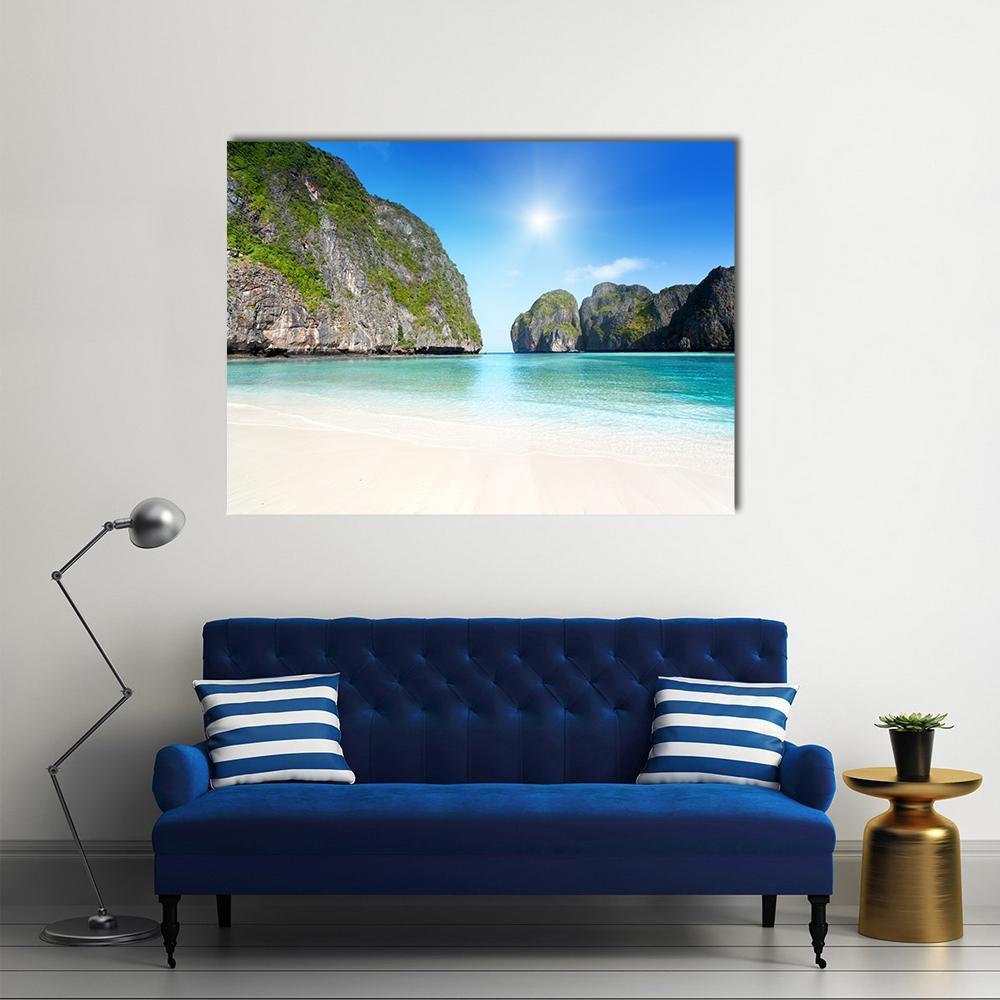 Morning In Maya Bay Canvas Wall Art-5 Star-Gallery Wrap-62" x 32"-Tiaracle