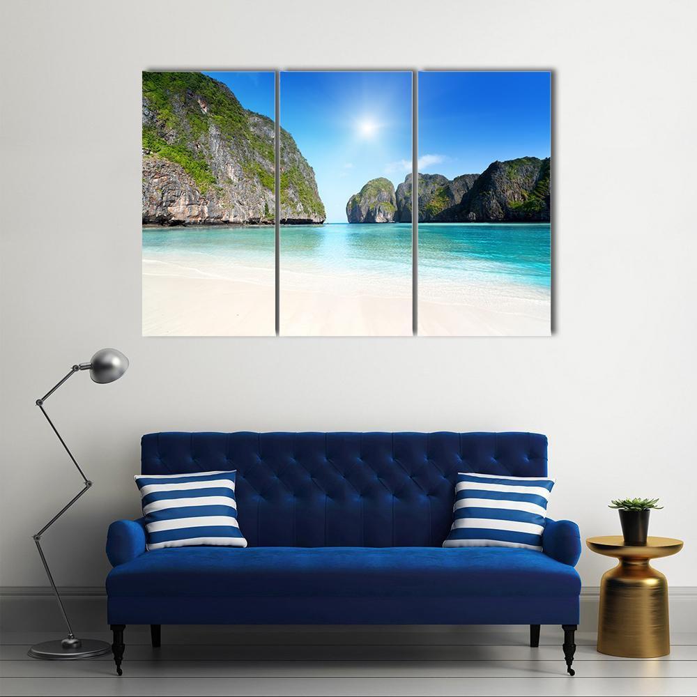 Morning In Maya Bay Canvas Wall Art-3 Horizontal-Gallery Wrap-37" x 24"-Tiaracle