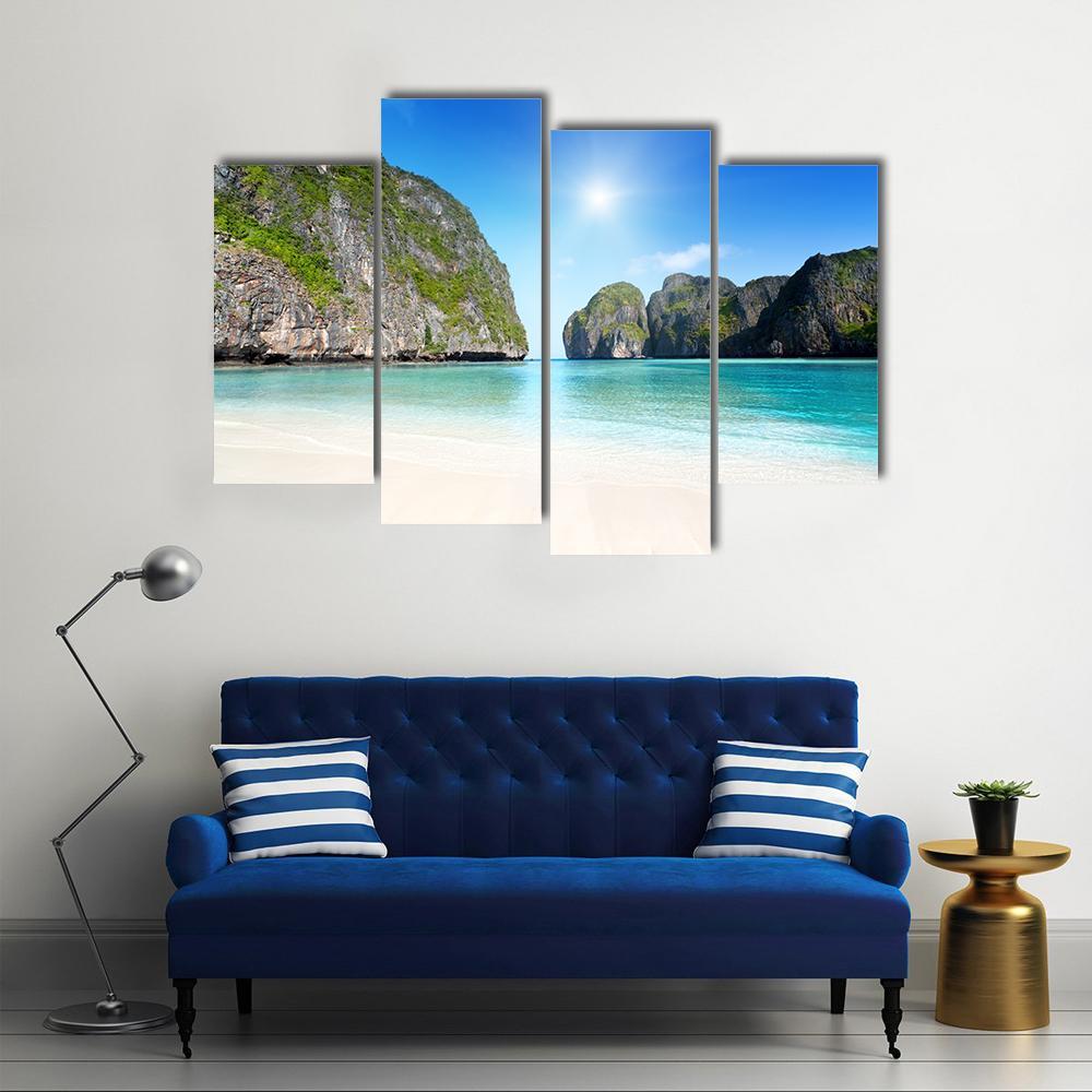 Morning In Maya Bay Canvas Wall Art-4 Pop-Gallery Wrap-50" x 32"-Tiaracle
