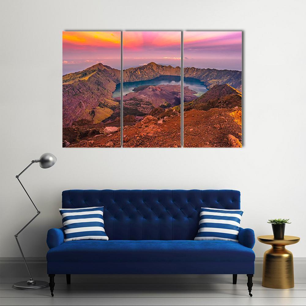 Rinjani Mountain Morning Canvas Wall Art-3 Horizontal-Gallery Wrap-37" x 24"-Tiaracle