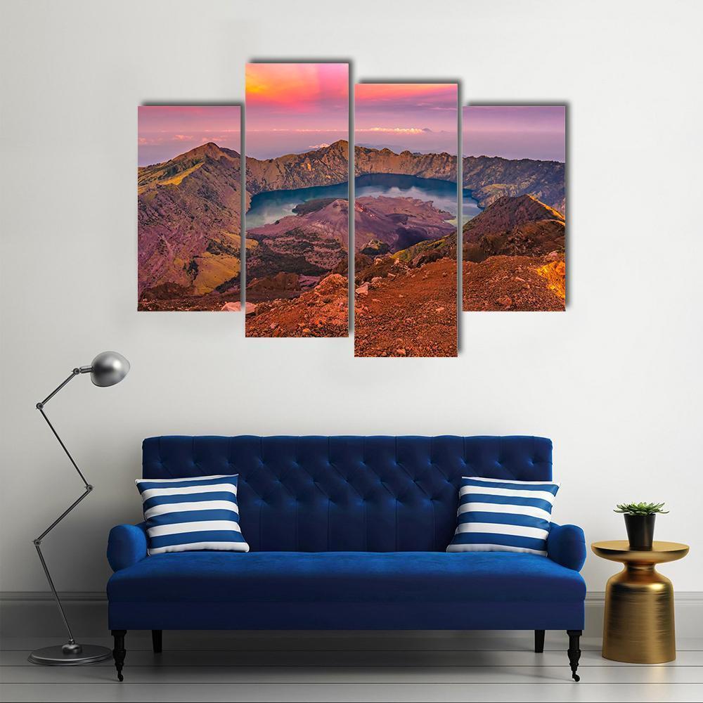 Rinjani Mountain Morning Canvas Wall Art-4 Pop-Gallery Wrap-50" x 32"-Tiaracle