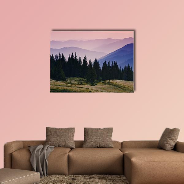 Beautiful Mountain Morning Canvas Wall Art-1 Piece-Gallery Wrap-48&quot; x 32&quot;-Tiaracle