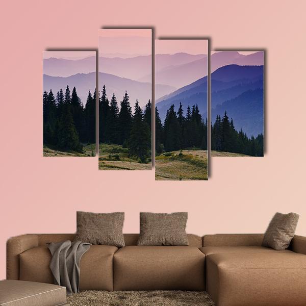 Beautiful Mountain Morning Canvas Wall Art-4 Pop-Gallery Wrap-50&quot; x 32&quot;-Tiaracle