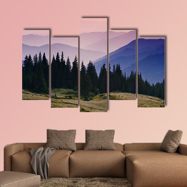 Beautiful Mountain Morning Canvas Wall Art-5 Pop-Gallery Wrap-47&quot; x 32&quot;-Tiaracle