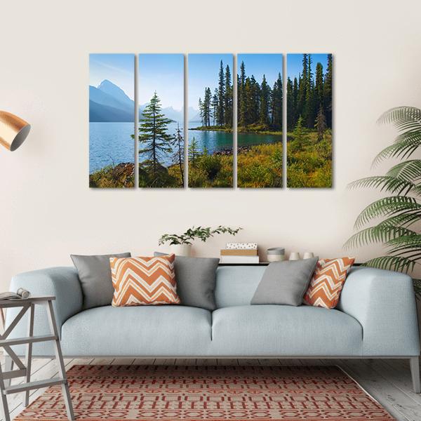 Morning On Beautiful Lake Canvas Wall Art-5 Horizontal-Gallery Wrap-22" x 12"-Tiaracle